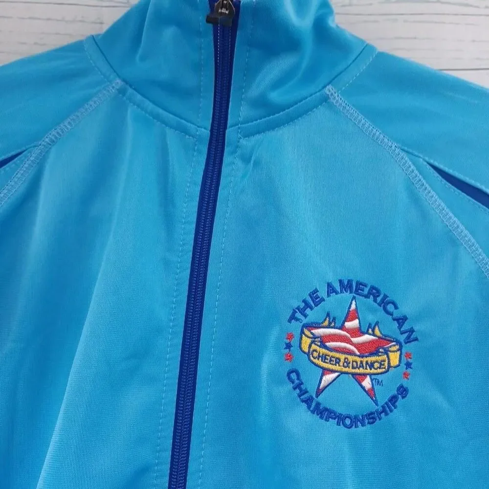 American Cheer and Dance Championships National Full Zip Jacket Blue Sz Youth L